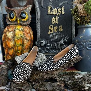 Jcrew Animal Printed Fur leather Flats Women’s size 6.5